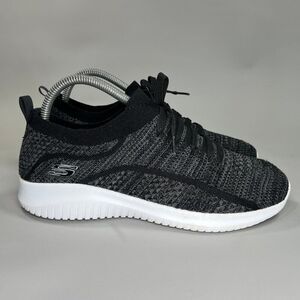 Skechers Ultra Flex Shoes Womens Size 8 Black Knit Memory Foam Athletic Sneakers